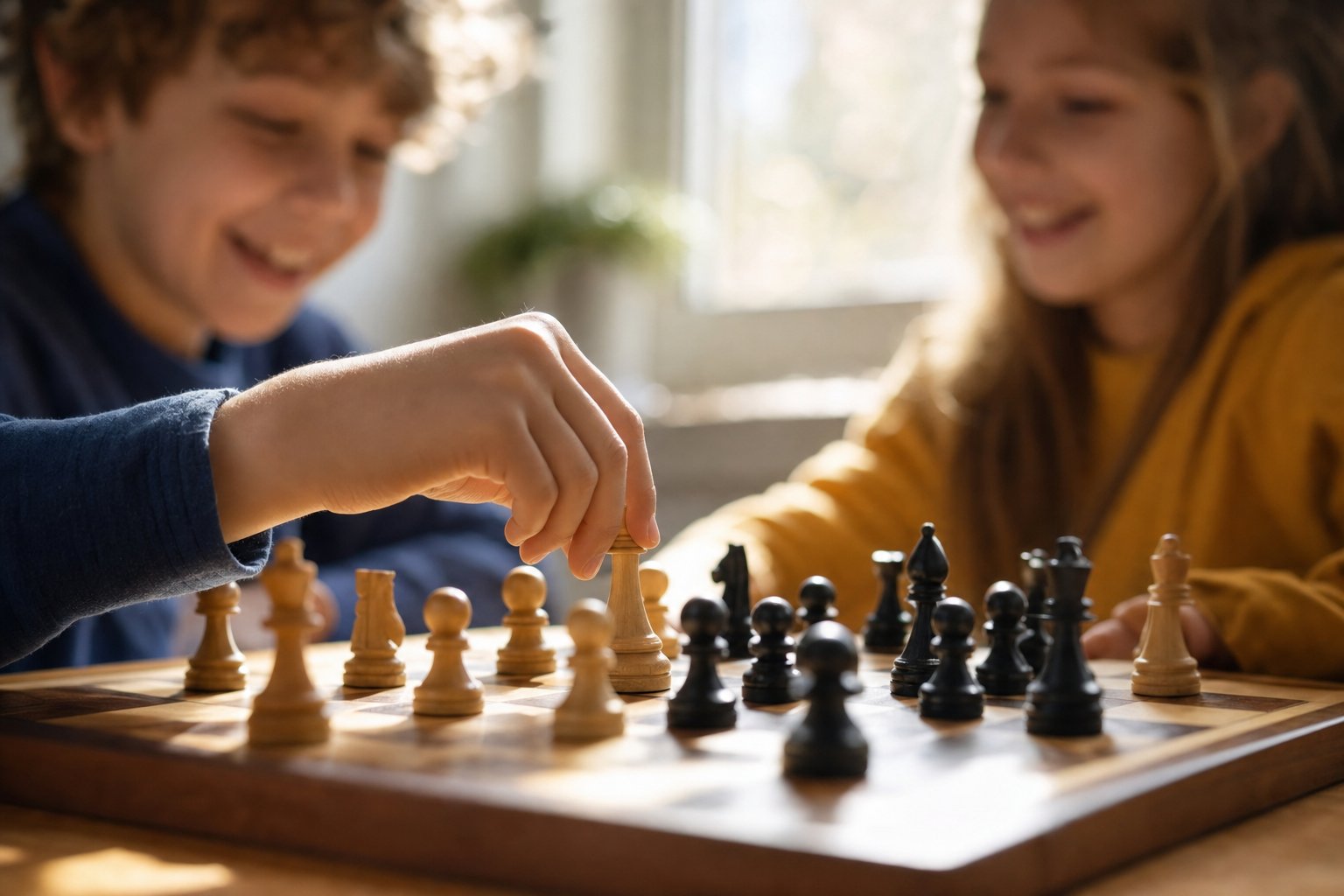 Two students playing chess during an after-school chess club